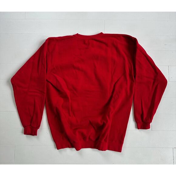 Vintage 90s Cheetah Crewneck Red Sweatshirt Large 24 x 28.5 - Picture 3 of 4